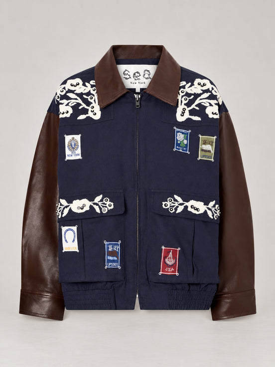 SEA New York, Giaccone con Patch e Maniche in Pelle Georgie