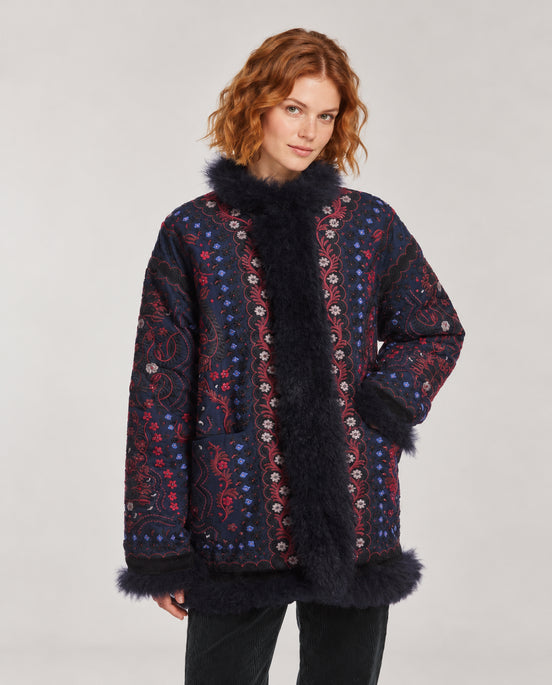 Antik Batik, Giaccone con ricami e pelliccia Ivan
