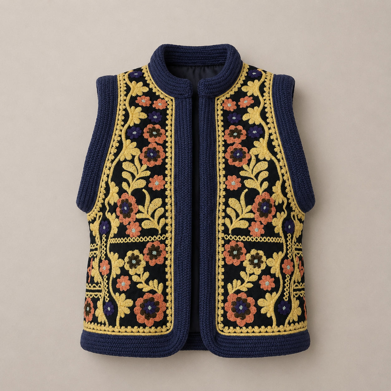 Gilet Girocollo Ricami  Ossie Antik Batik