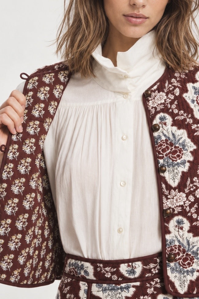 Antik Batik, Gilet Trapuntato Fantasia Floreale Irene