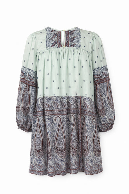 Abito Corto in Voile di Cotone Fantasia Paisley, Johri Antik Batik