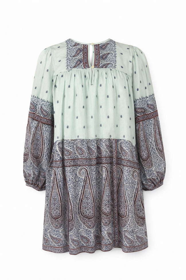 Abito Corto in Voile di Cotone Fantasia Paisley, Johri Antik Batik