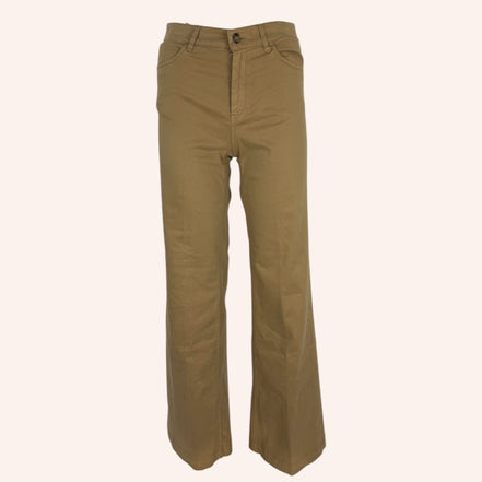 Pantalone 5 Tasche Cotone Vita Alta Wide Leg Adele