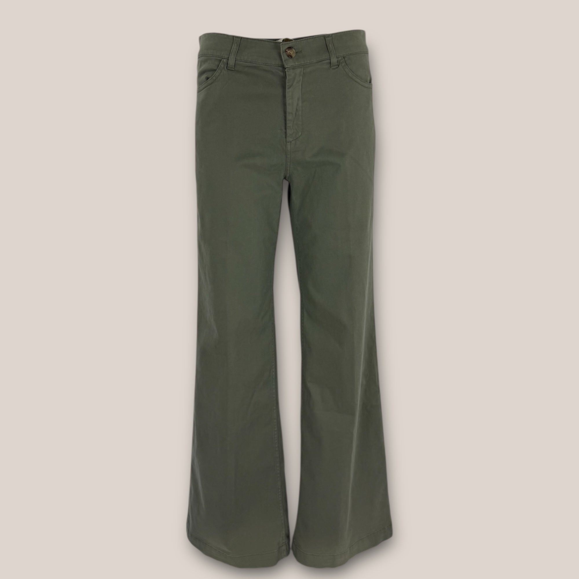 Pantalone 5 Tasche Cotone Vita Alta Wide Leg Adele