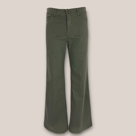 Pantalone 5 Tasche Cotone Vita Alta Wide Leg Adele