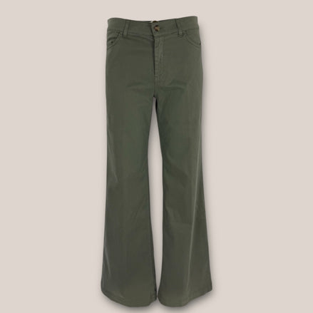 Pantalone 5 Tasche Cotone Vita Alta Wide Leg Adele