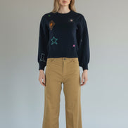 Maglia Girocollo Navy Cashmere con Intarsi Jumper 1234