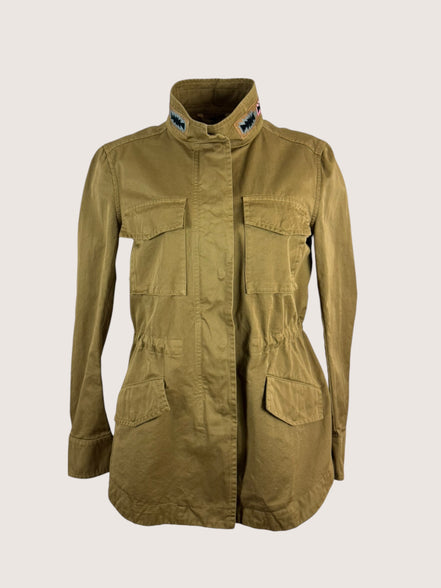 Sahariana di Cotone Kaki con Ricami Bazar de Luxe