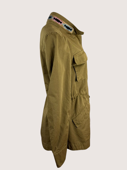 Sahariana di Cotone Kaki con Ricami Bazar de Luxe