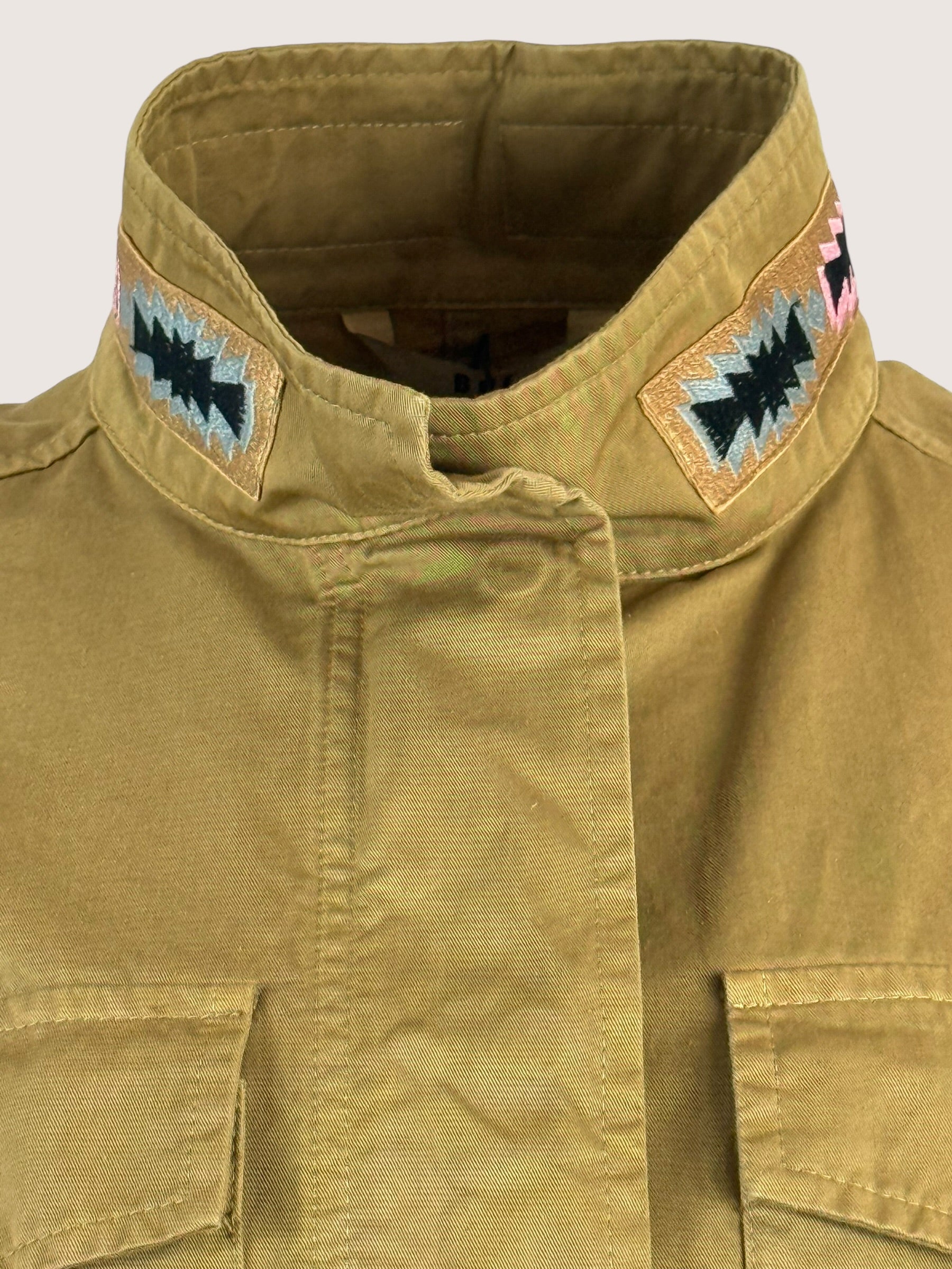 Sahariana di Cotone Kaki con Ricami Bazar de Luxe