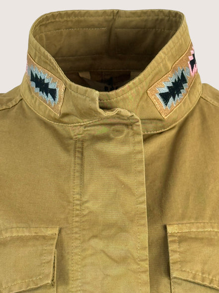 Sahariana di Cotone Kaki con Ricami Bazar de Luxe