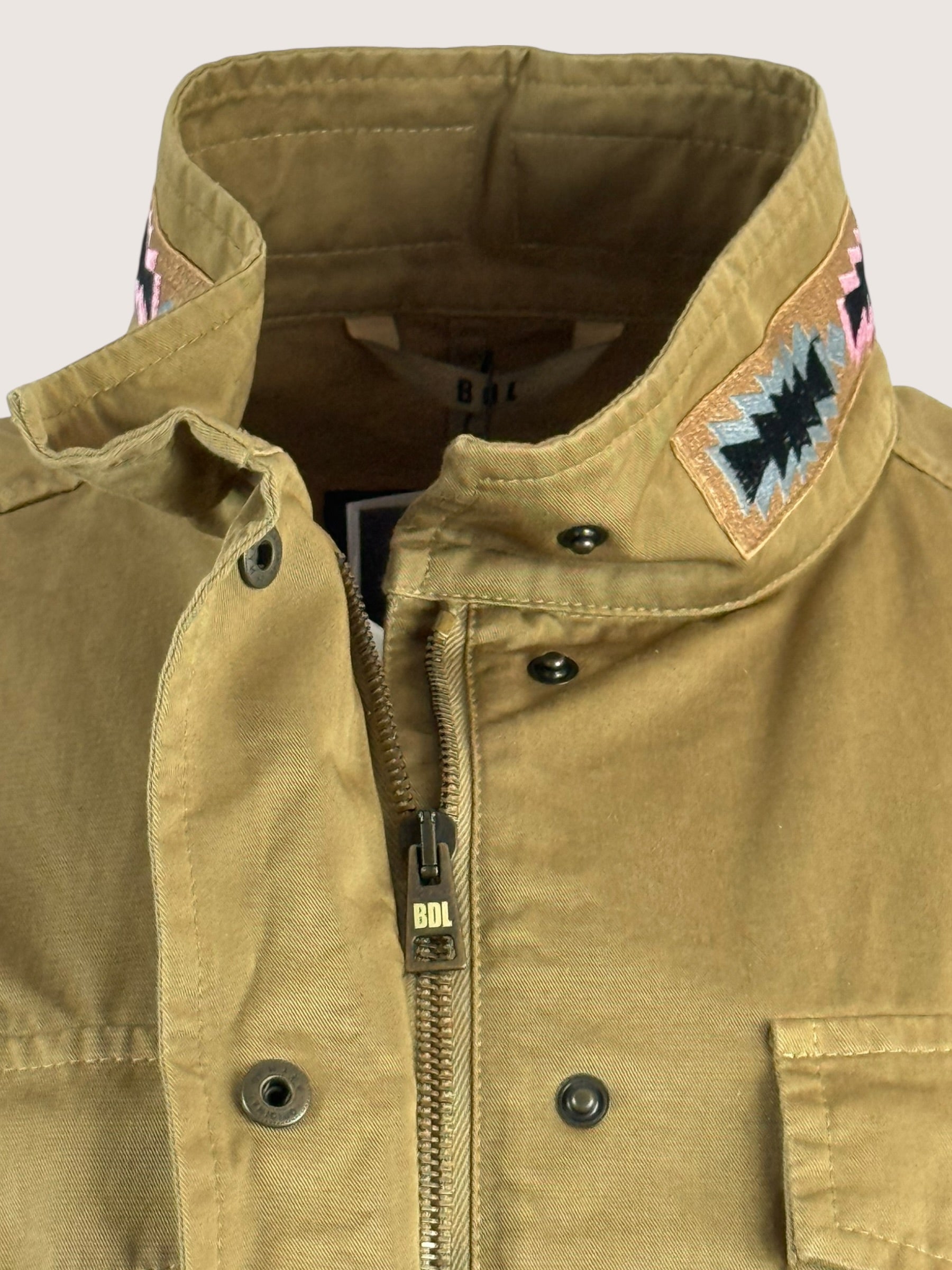 Sahariana di Cotone Kaki con Ricami Bazar de Luxe