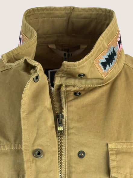 Sahariana di Cotone Kaki con Ricami Bazar de Luxe