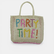 Shopper in Iuta Naturale con Scritte Colorate - The Jacksons