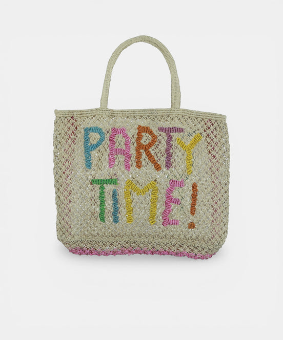 Shopper in Iuta Naturale con Scritte Colorate - The Jacksons