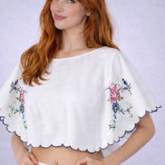 Orsina, Top Cropped con Ricami Punto Croce