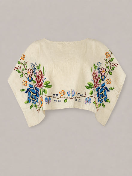 Orsina, Top Cropped con Ricami Punto Croce