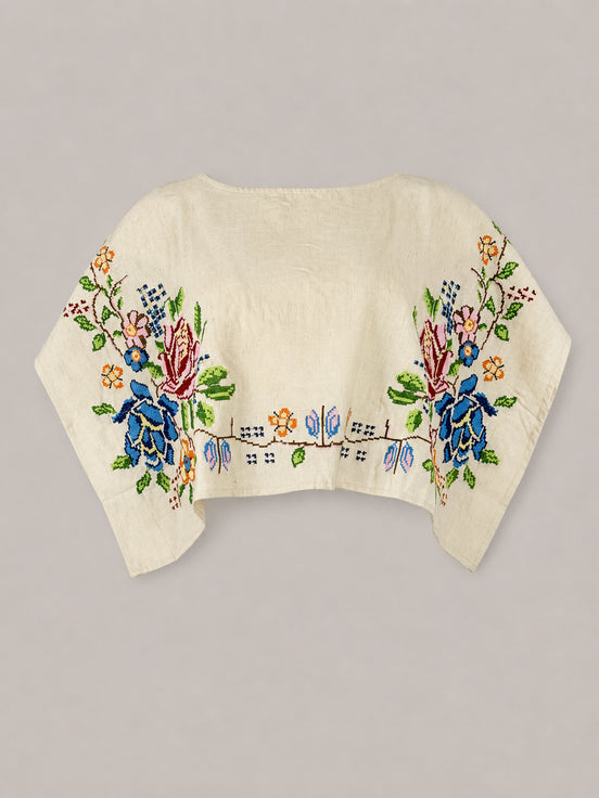 Orsina, Top Cropped con Ricami Punto Croce