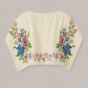 Orsina, Top Cropped con Ricami Punto Croce