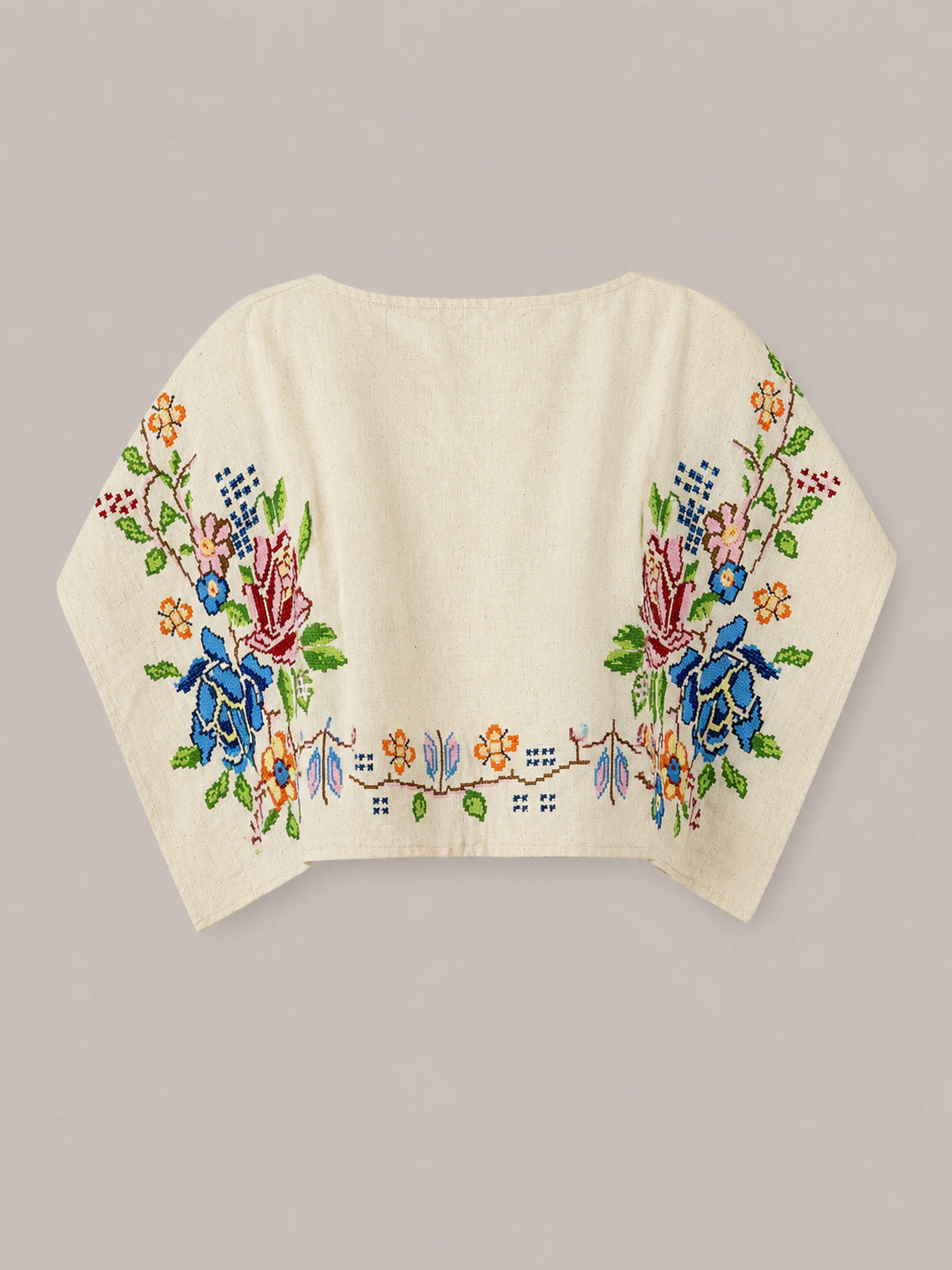 Orsina, Top Cropped con Ricami Punto Croce