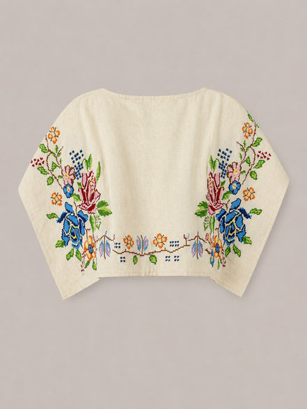 Orsina, Top Cropped con Ricami Punto Croce