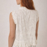 Top Senza Maniche in Pizzo con Lacci Bianco Camila Maison Hotel