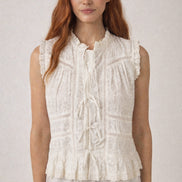 Top Senza Maniche in Pizzo con Lacci Bianco Camila Maison Hotel