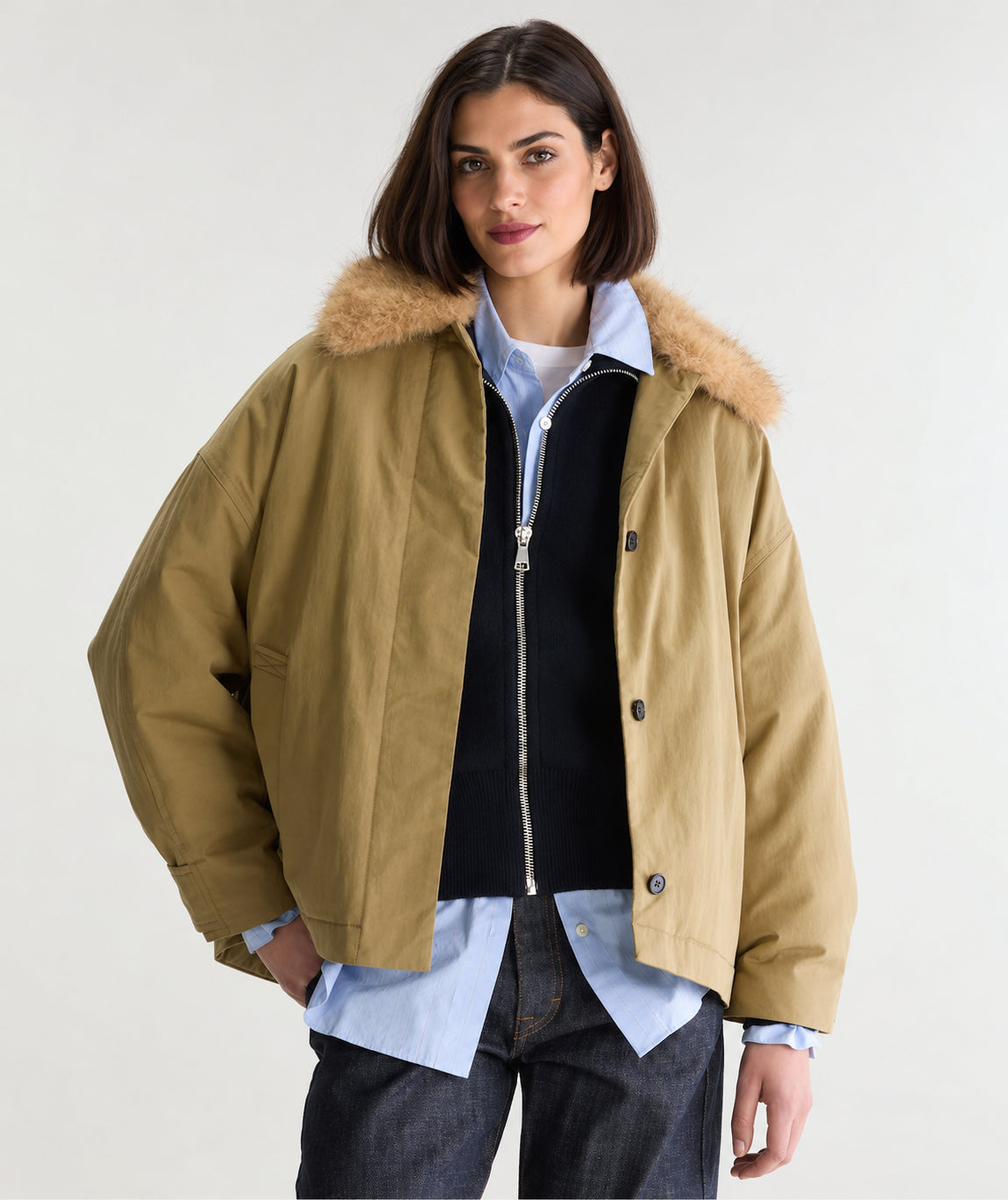 Bellrose, Trench Corto con pelliccia sintetica Hilma