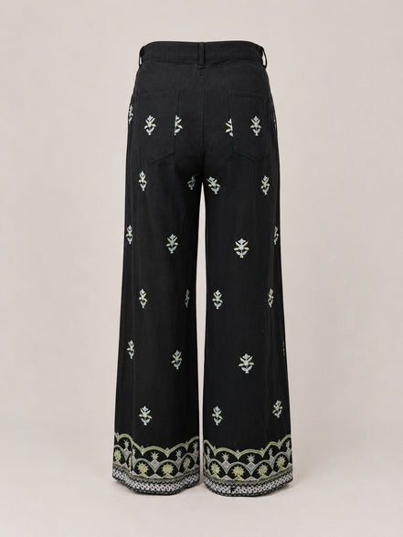 Pantalone di Cotone Largo Vita Media Fantasia Maison Hotel