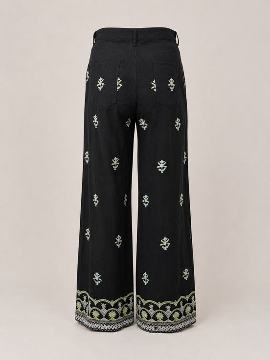 Pantalone di Cotone Largo Vita Media Fantasia Maison Hotel