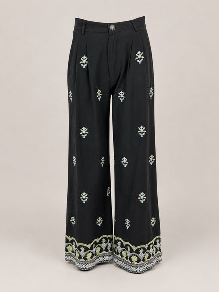 Pantalone di Cotone Largo Vita Media Fantasia Maison Hotel