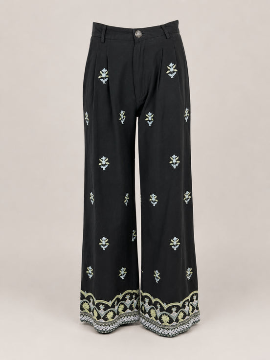 Pantalone di Cotone Largo Vita Media Fantasia Maison Hotel