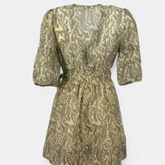 Mini Dress Fantasia con Cintura in Vita Fondo Beige Teodora Baash