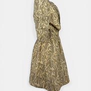 Mini Dress Fantasia con Cintura in Vita Fondo Beige Teodora Baash
