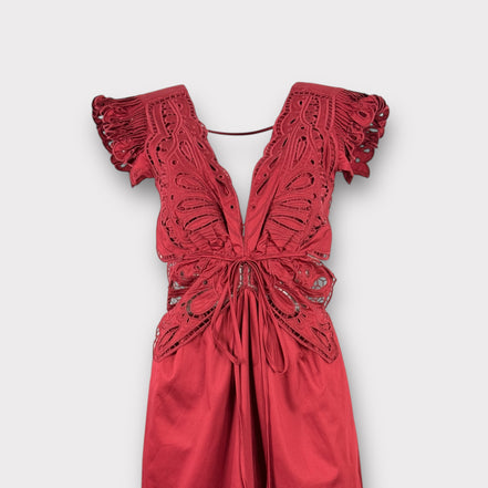 Abito Midi Rosso Butterfly Farm Rio