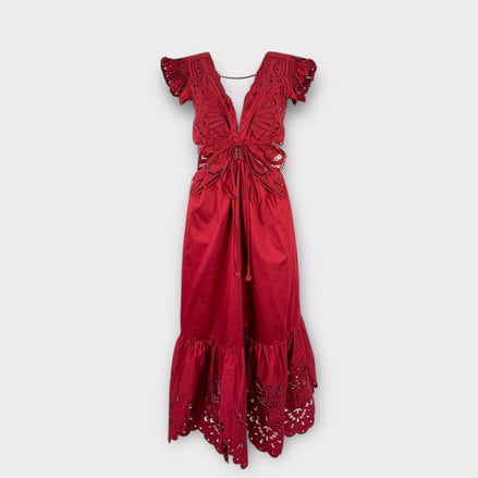 Abito Midi Rosso Butterfly Farm Rio