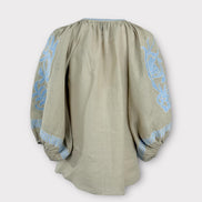 Caftano Beige Ricami Maniche Baloon Benaras