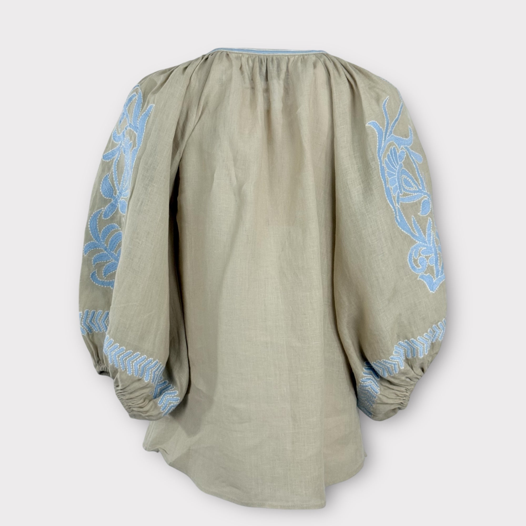 Caftano Beige Ricami Maniche Baloon Benaras