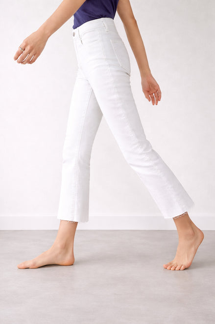 Denim Bianco Svasato Crop Vita Alta L'Agence