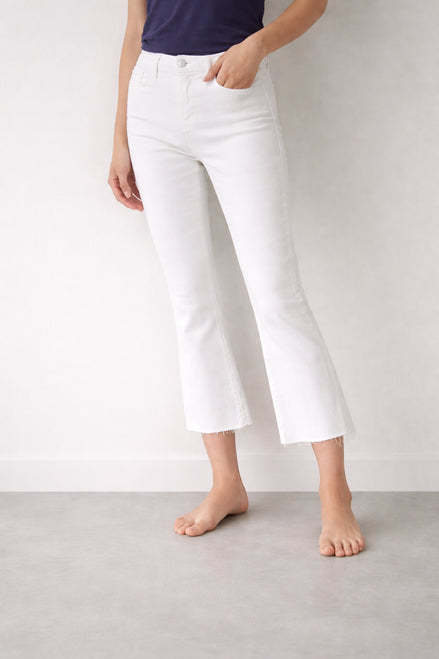 Denim Bianco Svasato Crop Vita Alta L'Agence