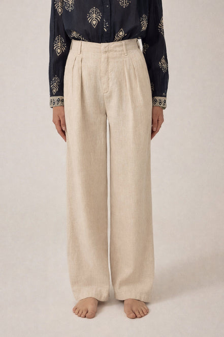 Pantaloni con Pences Cotone e Lino Marina Maison Hotel