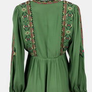 Abito Corto Verde con Ricami Telma Ba&sh
