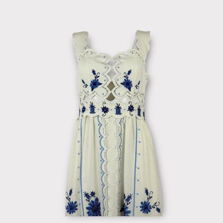 Abito Midi con Spalline Pizzo e Punto Croce Richelieu Farm Rio