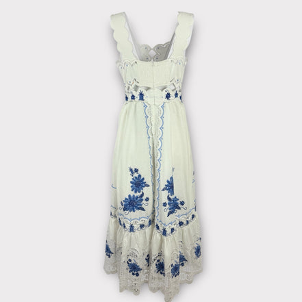 Abito Midi con Spalline Pizzo e Punto Croce Richelieu Farm Rio