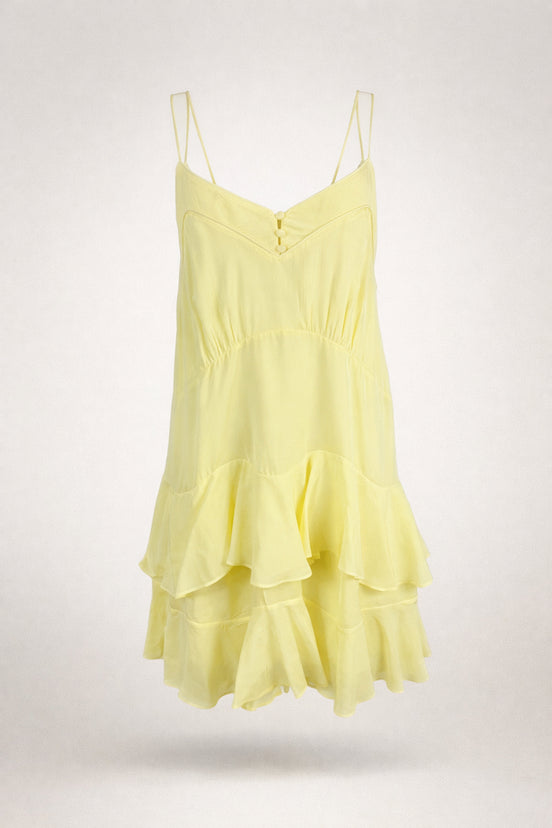 Abito Corto in Viscosa con Spalline Sottili e Volant, Ba&sh