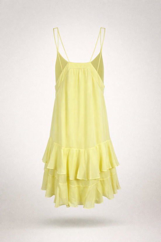 Abito Corto in Viscosa con Spalline Sottili e Volant, Ba&sh