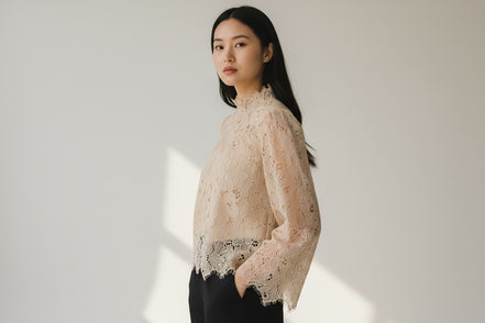 Blusa Pizzo Collo in Piedi Lucia Suncoo