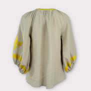 Caftano Beige Ricami Maniche Baloon Benaras