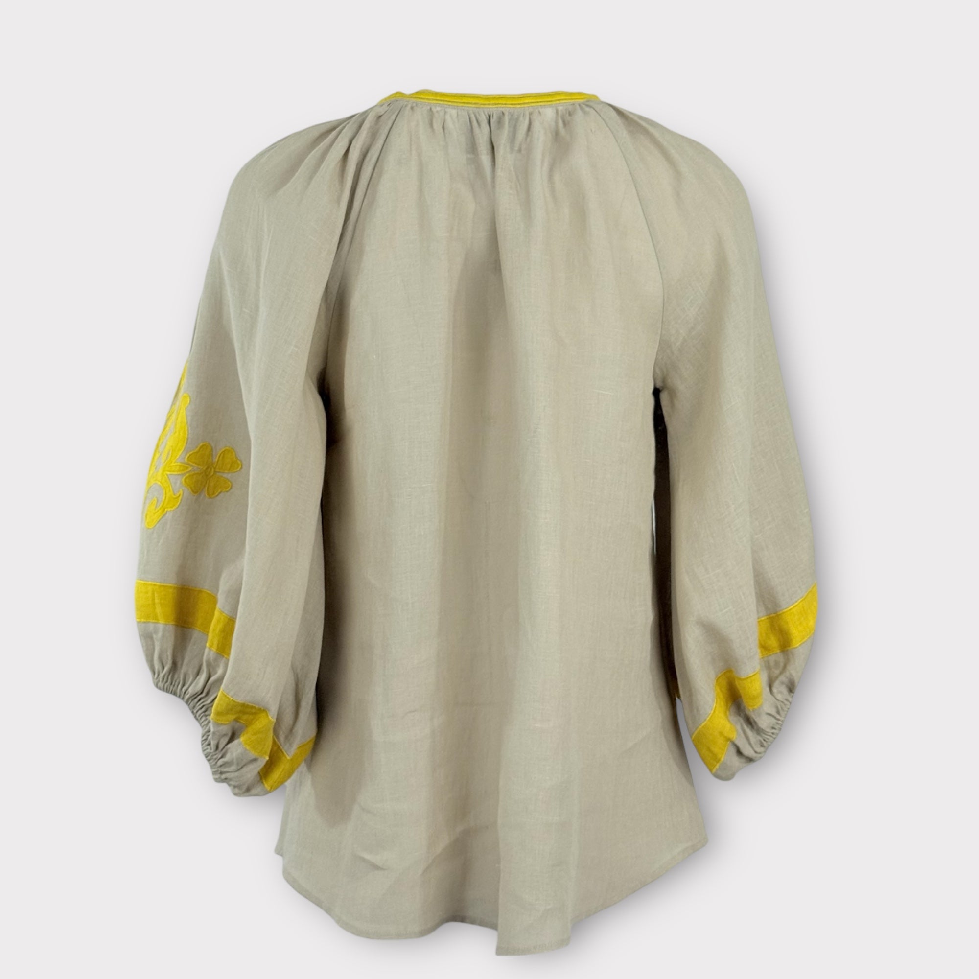 Caftano Beige Ricami Maniche Baloon Benaras