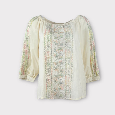 Blusa Burro con Inserti di Fili Lurex e Ricami Alex Antik Batik